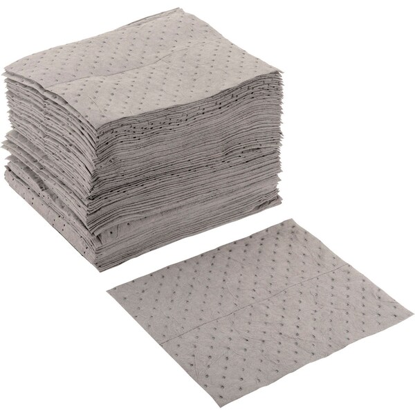 Sorbent Pad, Universal, 15 in x 18 in, Gray, Polypropylene, 100 PK
